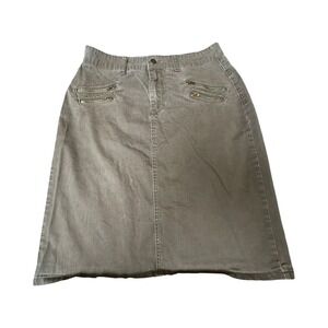 The Main Street Exchange Skirt‎ Womens 8 Olive Green Midi A-Line Zipper Detail